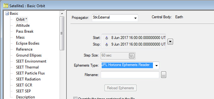 STK Ephemeris GUi