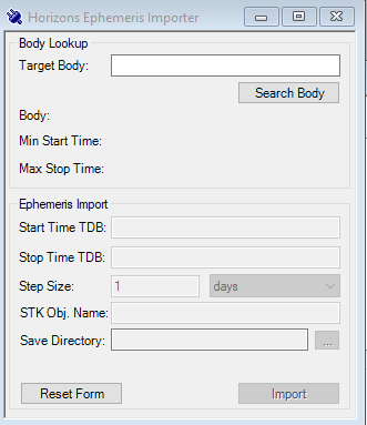 Horizons Importer Interface