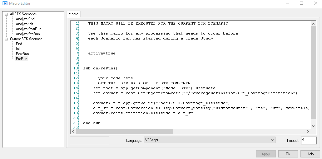 Analyzer Macro Setup