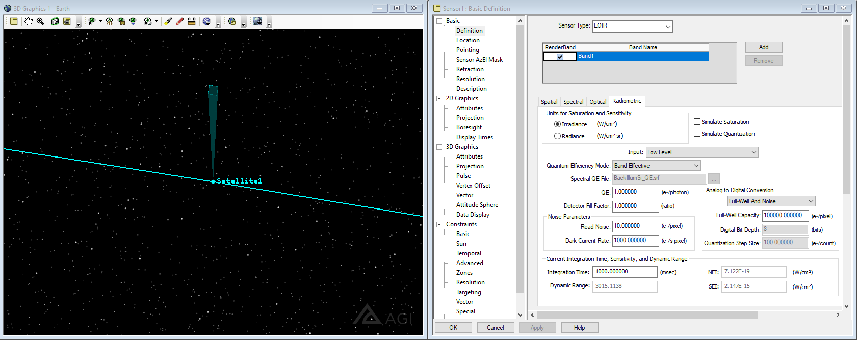 Sensor Pointing to Zenith with Radiometric Properties Set